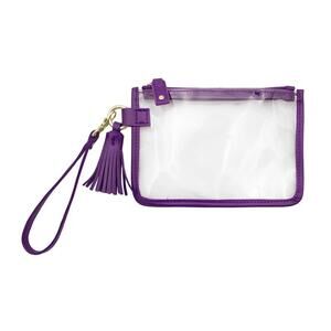 NEW CAPRI DESIGNS game day clear tassel wristlet in purple